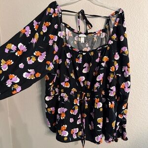 Ava & Viv Pink and Purple Puff Sleeve Blouse